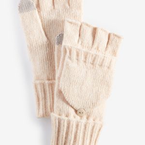On 34th Women's Wide-Ribbed Pop Top Gloves, Created for Macy's - Oat