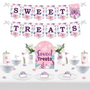 Beautiful Butterfly Baby Shower or Birthday Snack Bar Decorations Kit 50 Pc - Assorted Pre-pack
