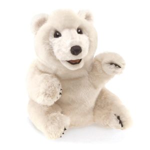 Folkmanis Sitting Polar Bear Hand Puppet - White