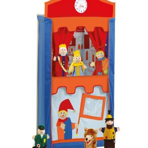 Roba-Kids Punch Judy Show Wooden Free Standing Hand Puppet Theater 11 Piece Set - Multi