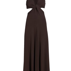 Women's Twisted Cut Out Maxi Dress - Chocolate - Size 6