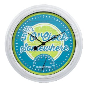 La Crosse Technology 433-3841MV2T 15.75" Margaritaville Indoor, Outdoor Wall Clock with Temp It's 5 O'Clock Somewhere - Multi