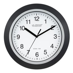 La Crosse Technology 10" Atomic Analog Classic Wall Clock - Black