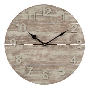 La Crosse Clock 404-3430W 12" Sun Washed Wood Wall Clock - Light Brown