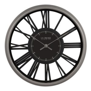 La Crosse Technology Clock 13" Oxford Analog Quartz Wall Clock - Open Gray