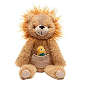 Lambs & Ivy Jungle Friends Plush Lion with Bird Stuffed Animal Toy - Everett - Multicolor