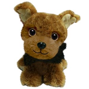 First and Main - Wuffles Yorkie Plush Dog, 7 Inches Sitting - Dark Brown