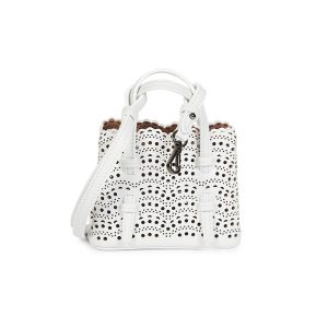 Women's Mini Mina Perforated Leather Tote - Blanc Optique