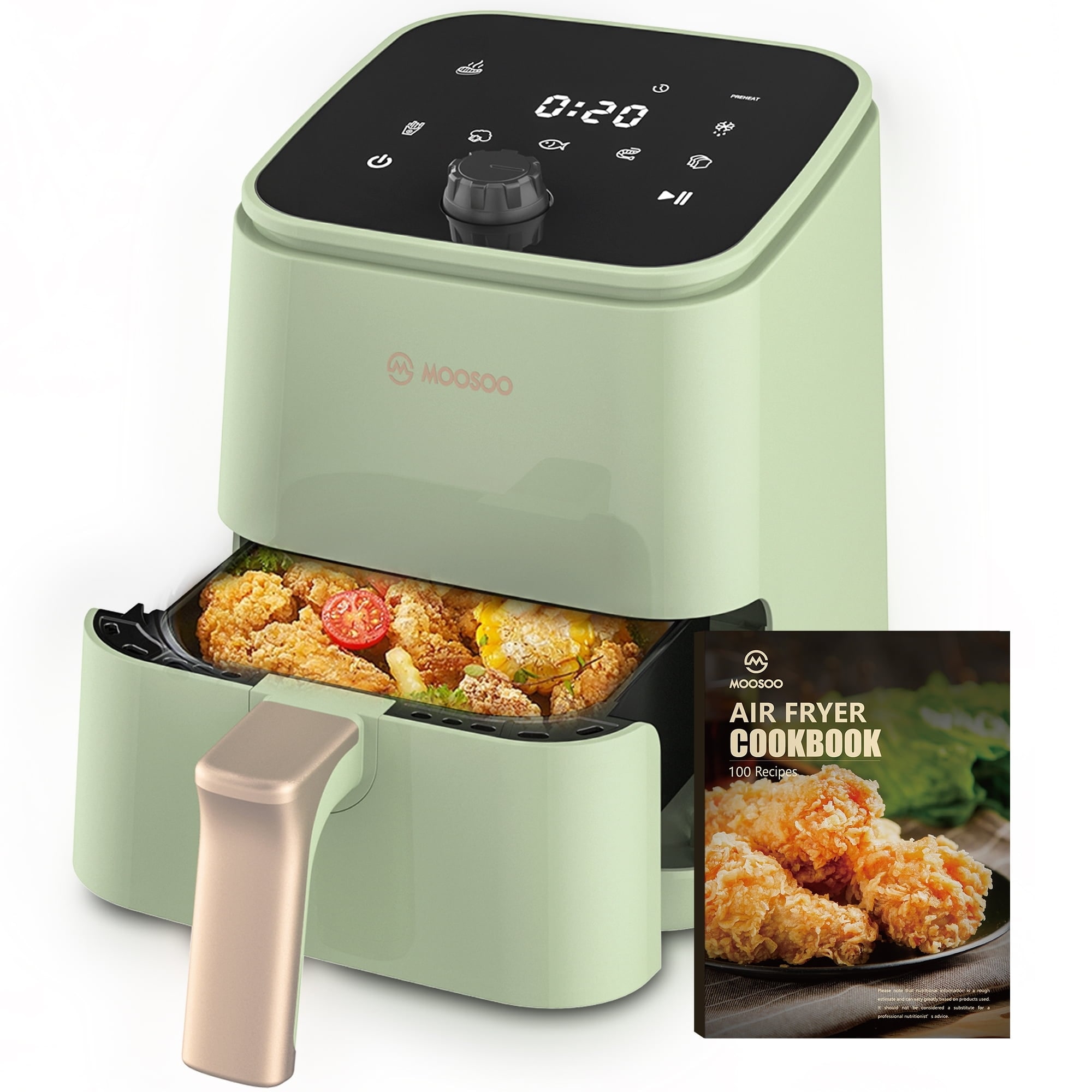 1200W 2 Quart Air Fryer Oven with Touchscreen and 8 Preset Modes The