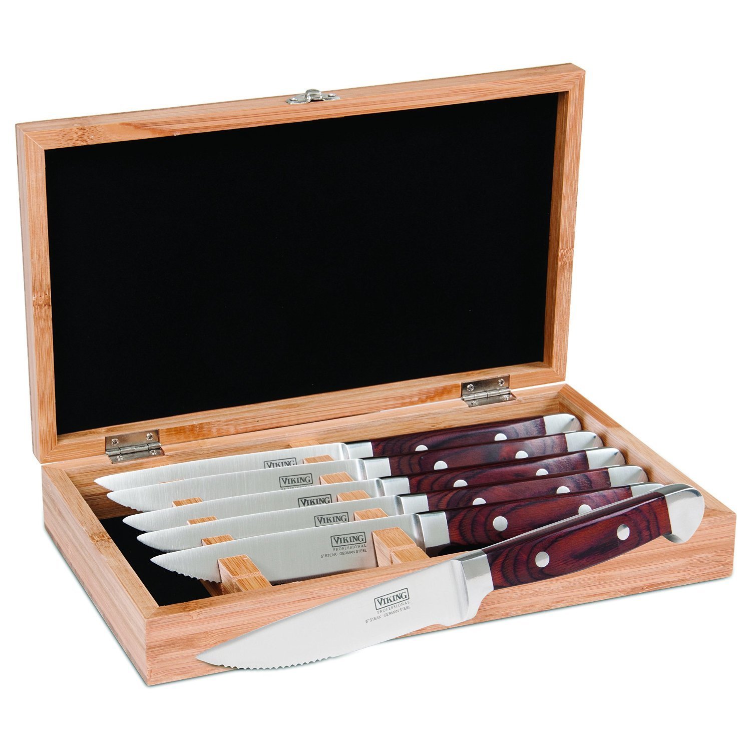 Viking Red Pakkawood and Stainless Steel 6piece Steak Knife Set With