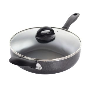 Oster Clairborne 10.25 Inch Aluminum Saut & eacute; Pan with Lid in Charcoal Grey - 20" x 10.25" x 4"