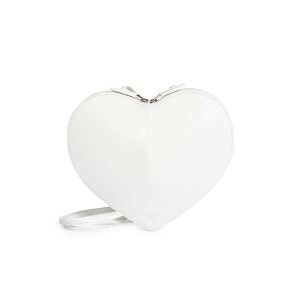 Women's Heart Leather Shoulder Bag - White
