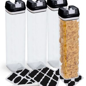 Cheer Collection 4 Piece Food Storage Containers, 1.9 Liter - Black