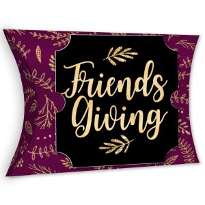 Big Dot of Happiness Elegant Thankful for Friends - Favor Gift Boxes - Friendsgiving Thanksgiving Party Large Pillow Boxes - Set of 12 - Purple