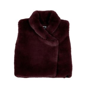 Toddler|Child Unisex, Kids Faux Fur Vest - Maroon