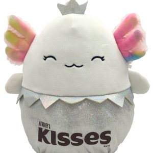 Squishmallows Hershey Kisses Axolotl Stuffed Animals, 9" - White, Silver, Multi