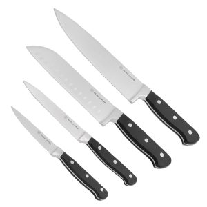 Dura Living Superior 4-Piece Kitchen Knife Set - Forged Stainless Steel Cooking Knives, Black