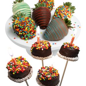Chocolate Covered Company Celebration Belgian Chocolate Covered Strawberries and Brownie Pops - 10 Pc