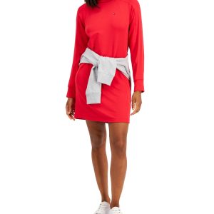Tommy Hilfiger Women's Long Sleeve Mock Neck Dress - Scarlet